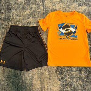 Under Armour Vibrant Orange Tee and Black Shorts Combo